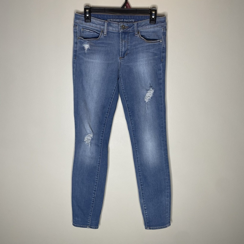Articles of Society Women's Skinny Distressed Stretch Denim Jeans Size: 27(29)